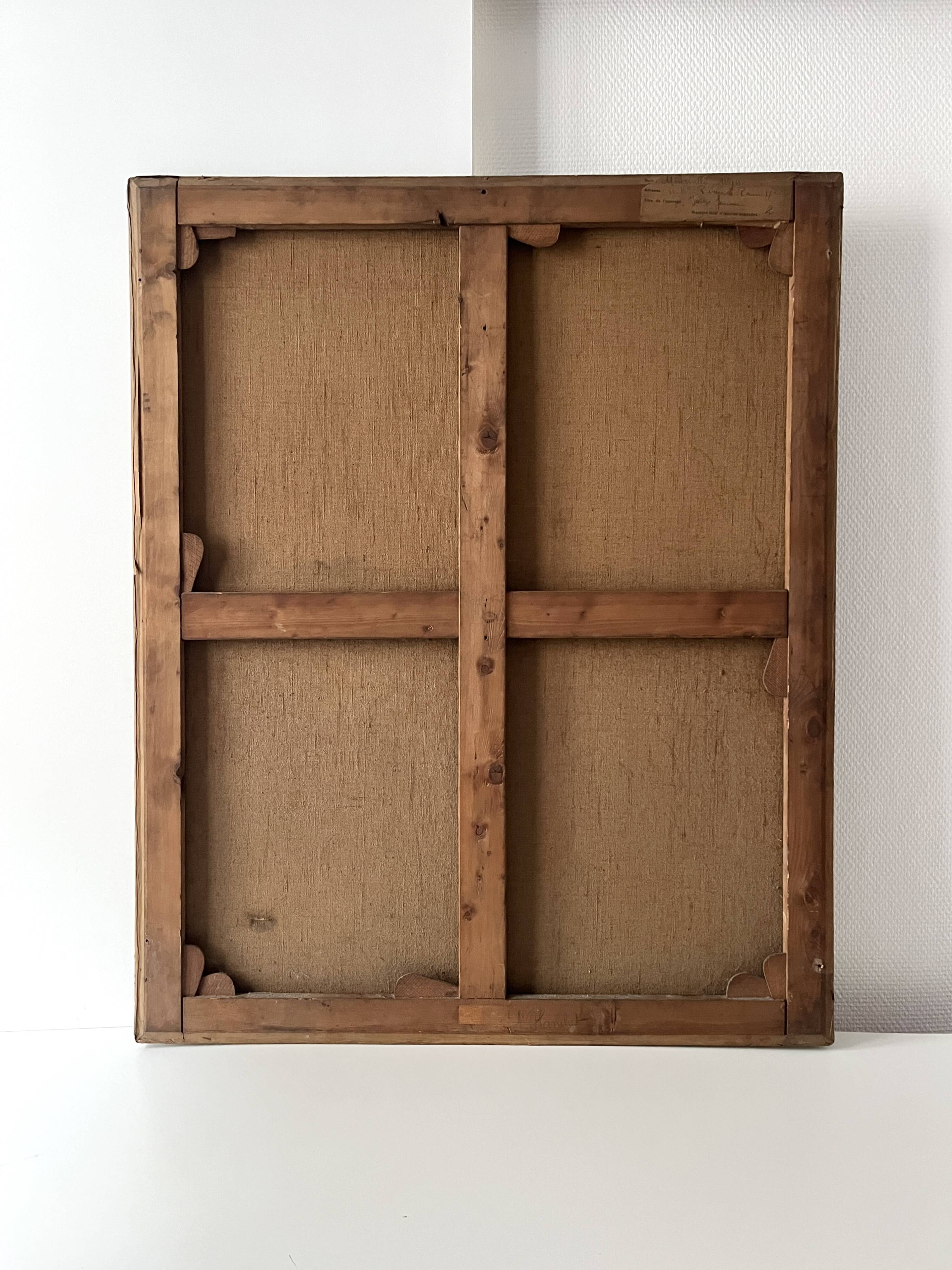 Oil painting on canvas of a nude woman in Art Deco style, old portrait.