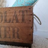 Old wooden box screen-printed Chocolate Menier