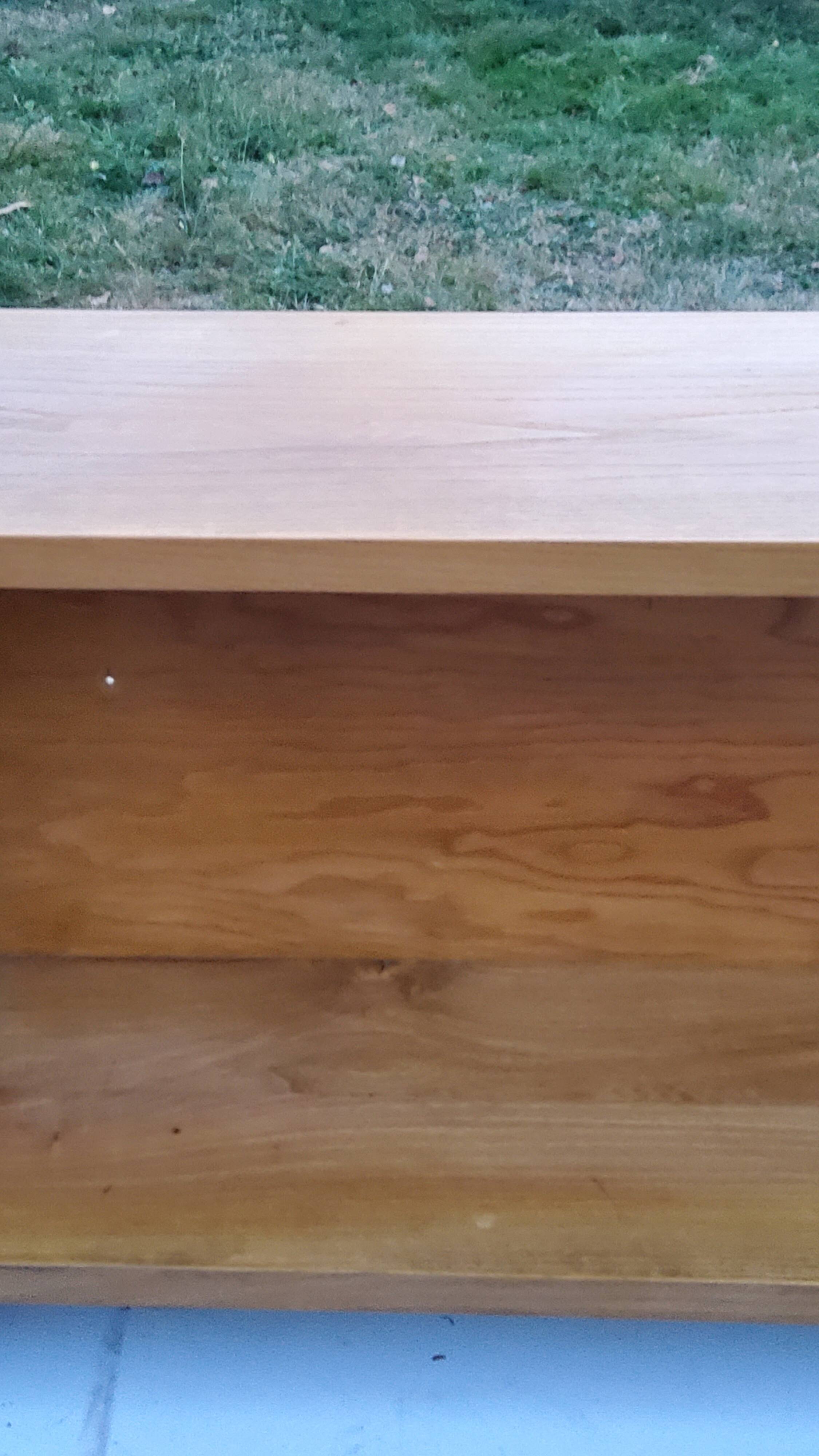 Double wall shelf in solid blond oak from the 1950s