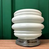 Art Deco style white glass flush mount lamp