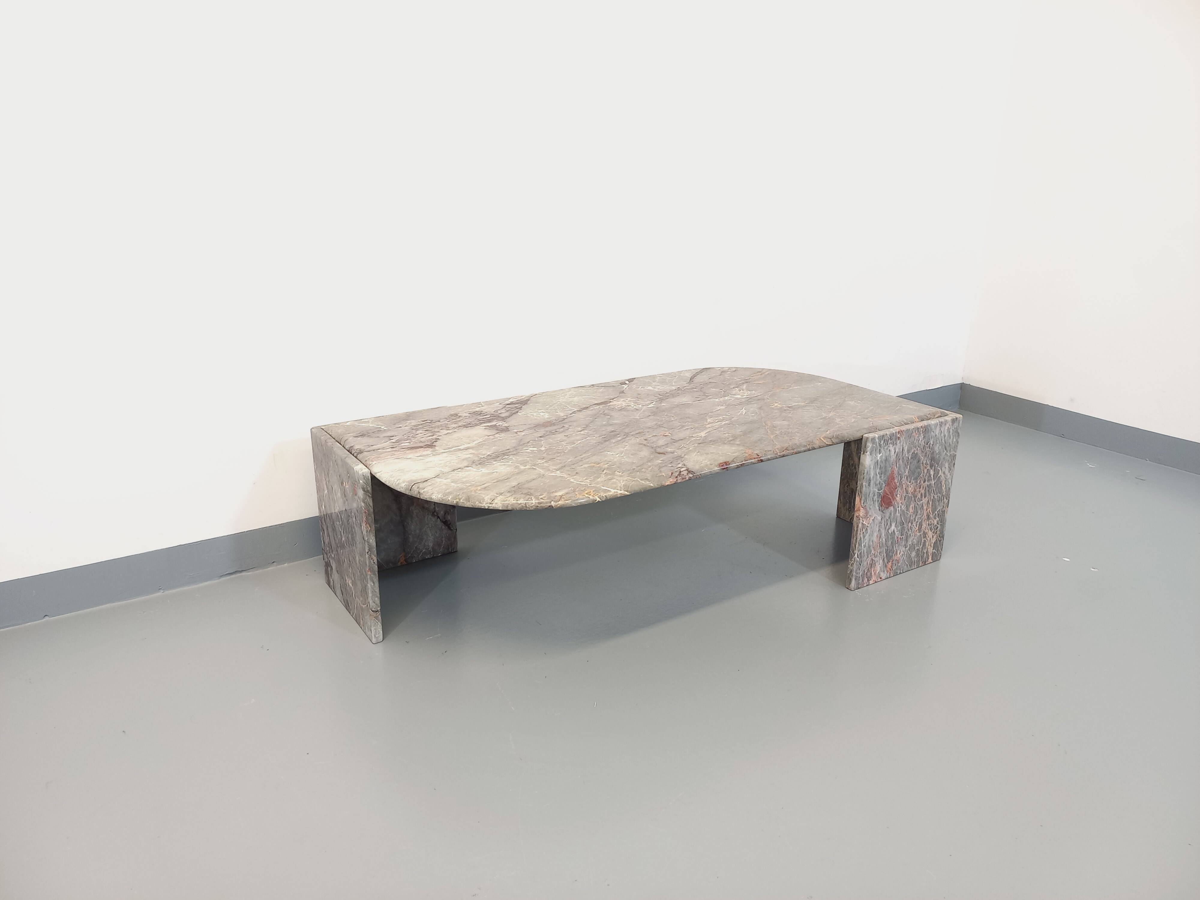 Vintage gray marble coffee table from the 70s