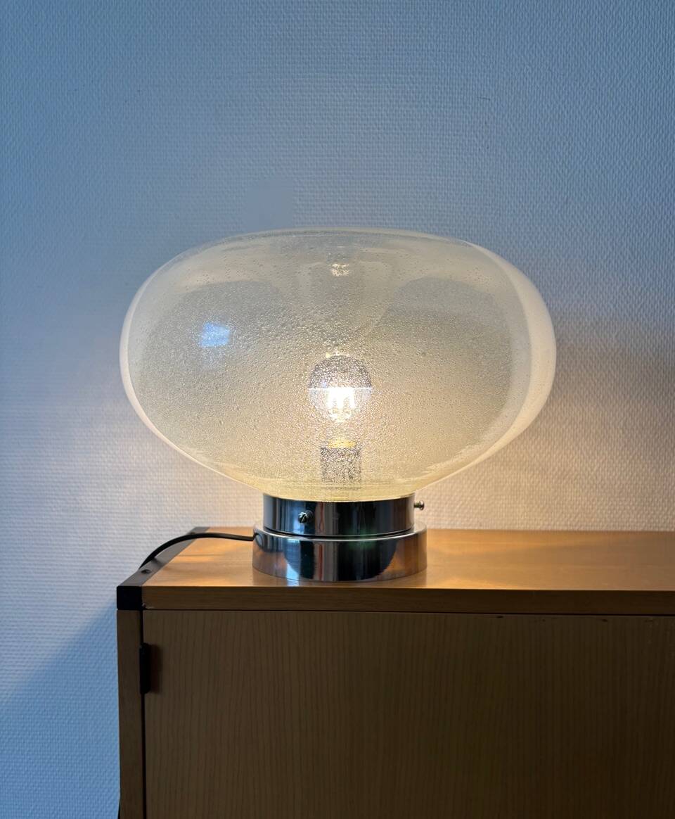 Mazzega Lampe Murano  Verre Puliginiso et inox 1971