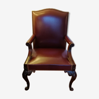 Empire style armchair Taillardat, covered with leather