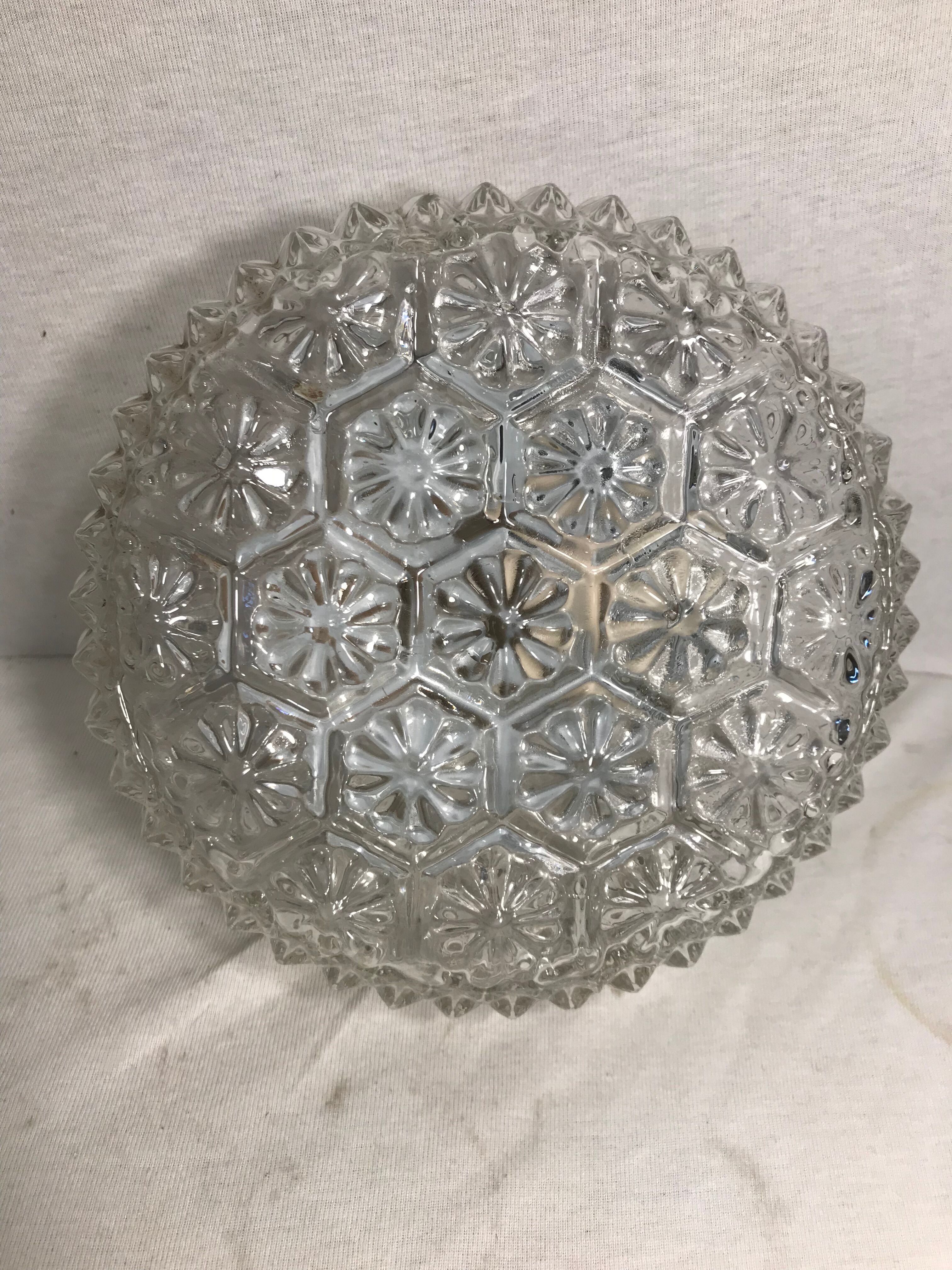 Wall ceiling round glass shape flowers & support vintage metal