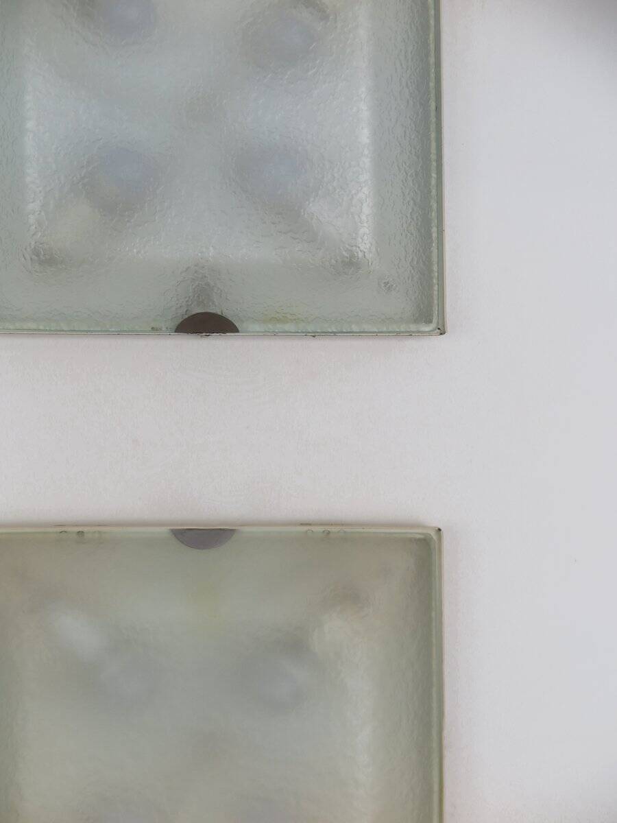 Vintage Italian Metal and Glass Sconces from Fontana Arte, 1960s, Set of 2