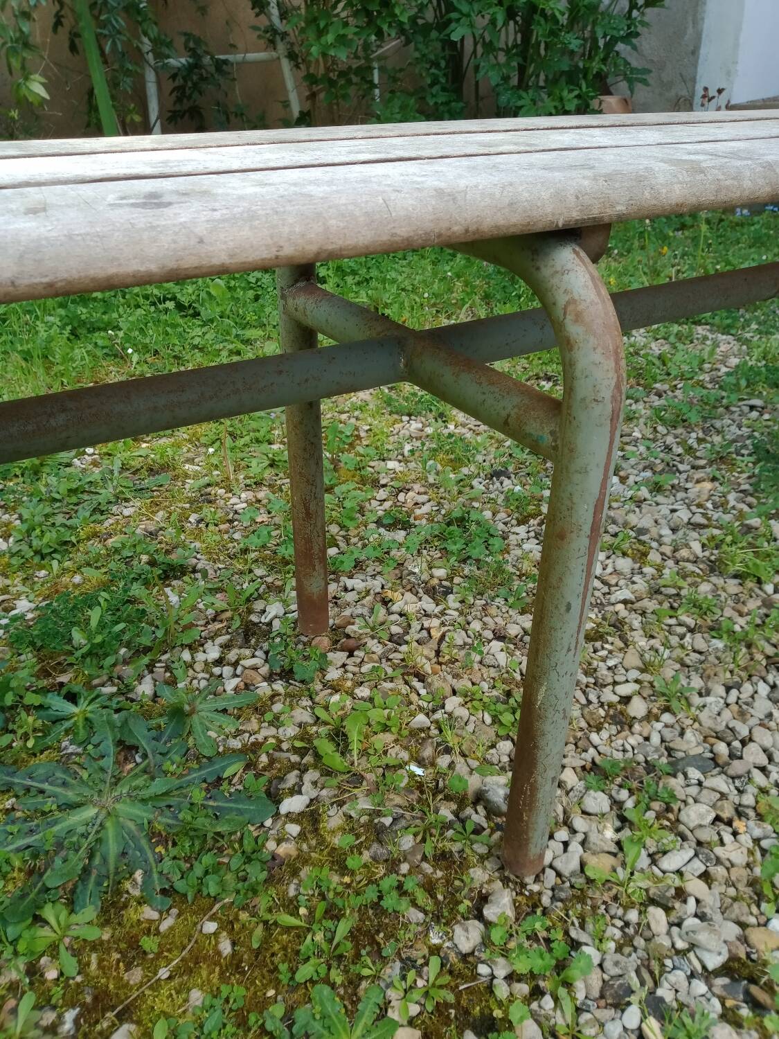 School bench from the 1950s, length 210 cm
