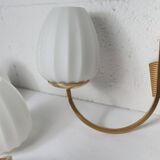Pair of 1960 opaline and brass wall lights from Italy