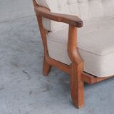 Guillerme et Chambron Mid-Century Oak Grand Repos Armchair