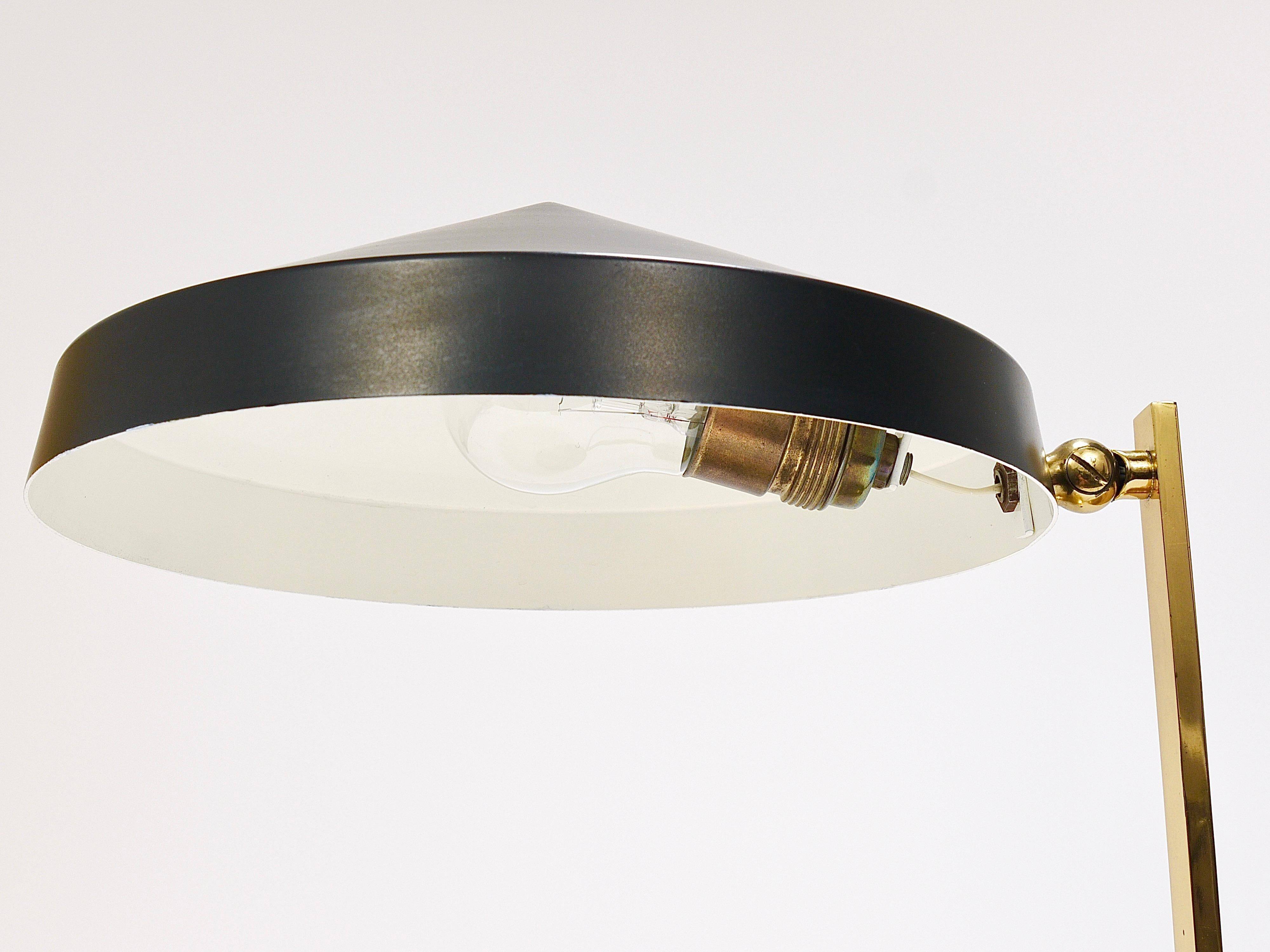 Mid-century table or desk lamp in black brass, Austria, 1960s.