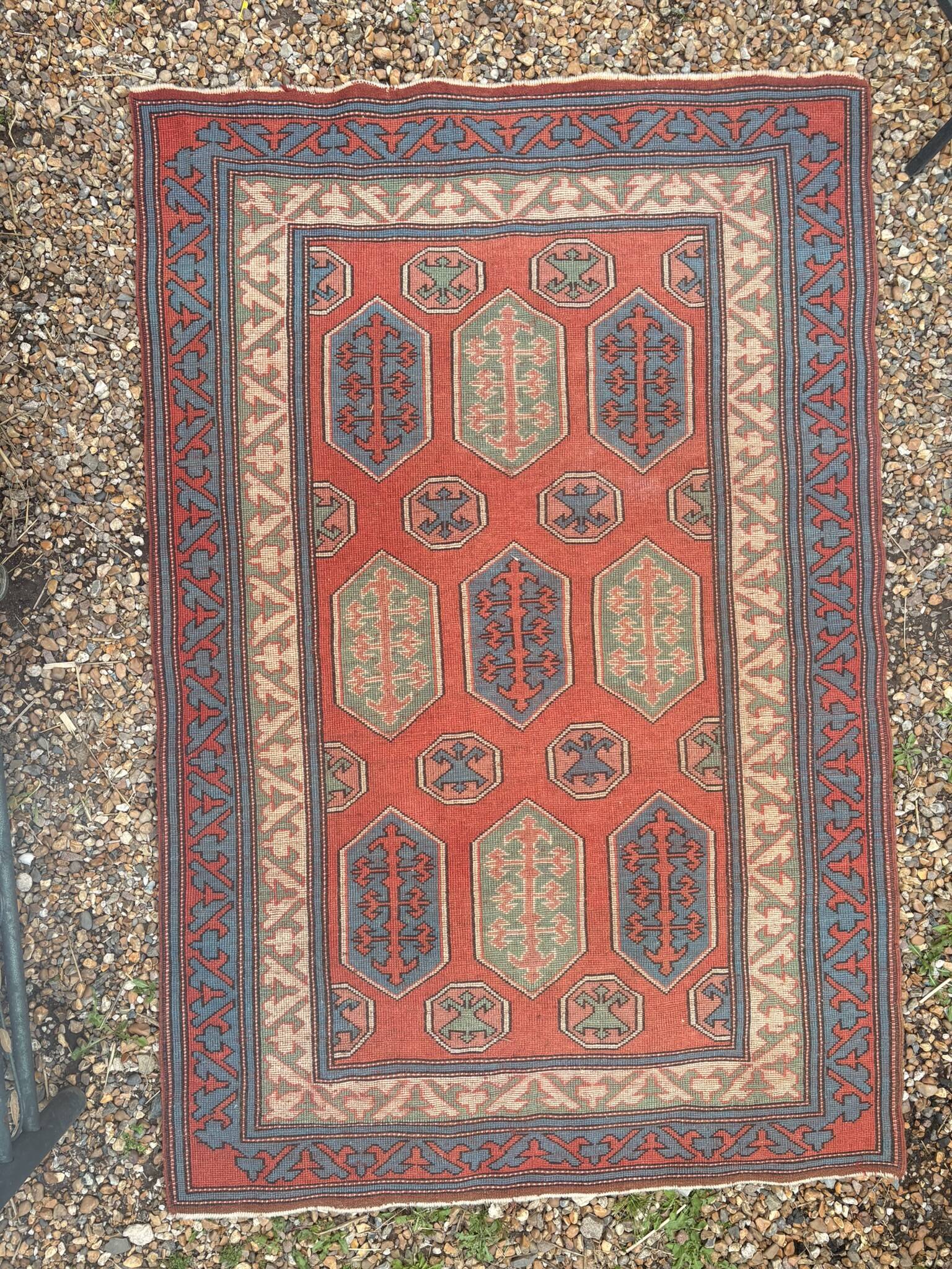 Antique Shirvan carpet Caucasus 125x190 handmade wool geometric tribal boho