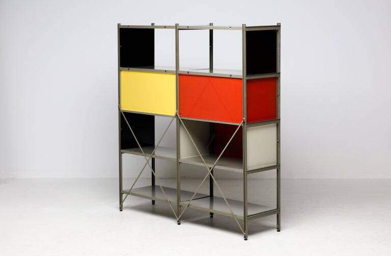 Wim Rietveld Model 663-2 Modular Metal Storage Cabinet for Gispen, 1954