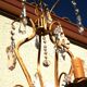 Wrought iron chandelier with pendants
