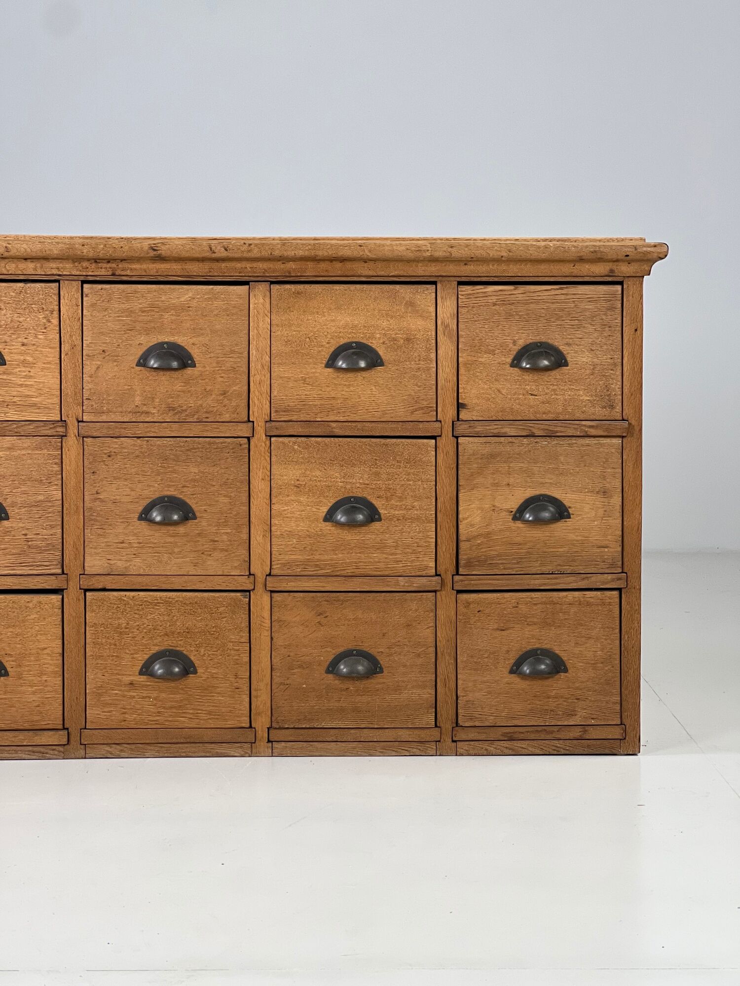 Pharmacy cabinet chest of drawers large oak antiques