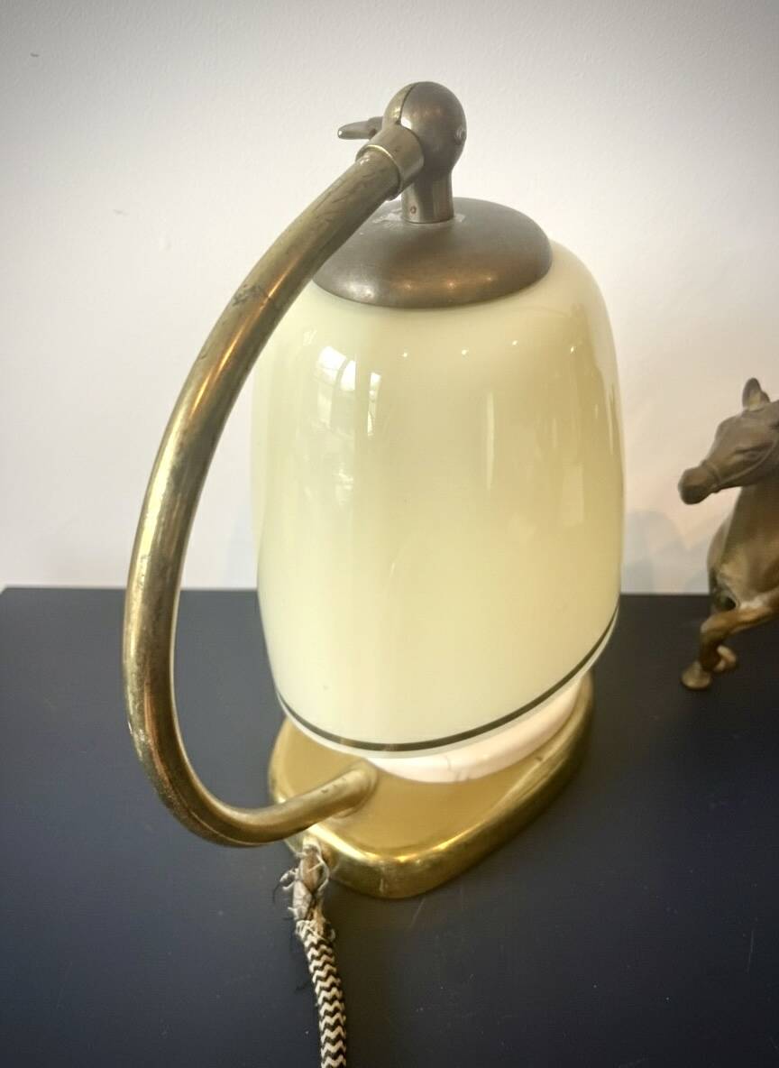 Bauhaus / Modernist lamp brass/bakelite & opaline Mid Century 1940-50