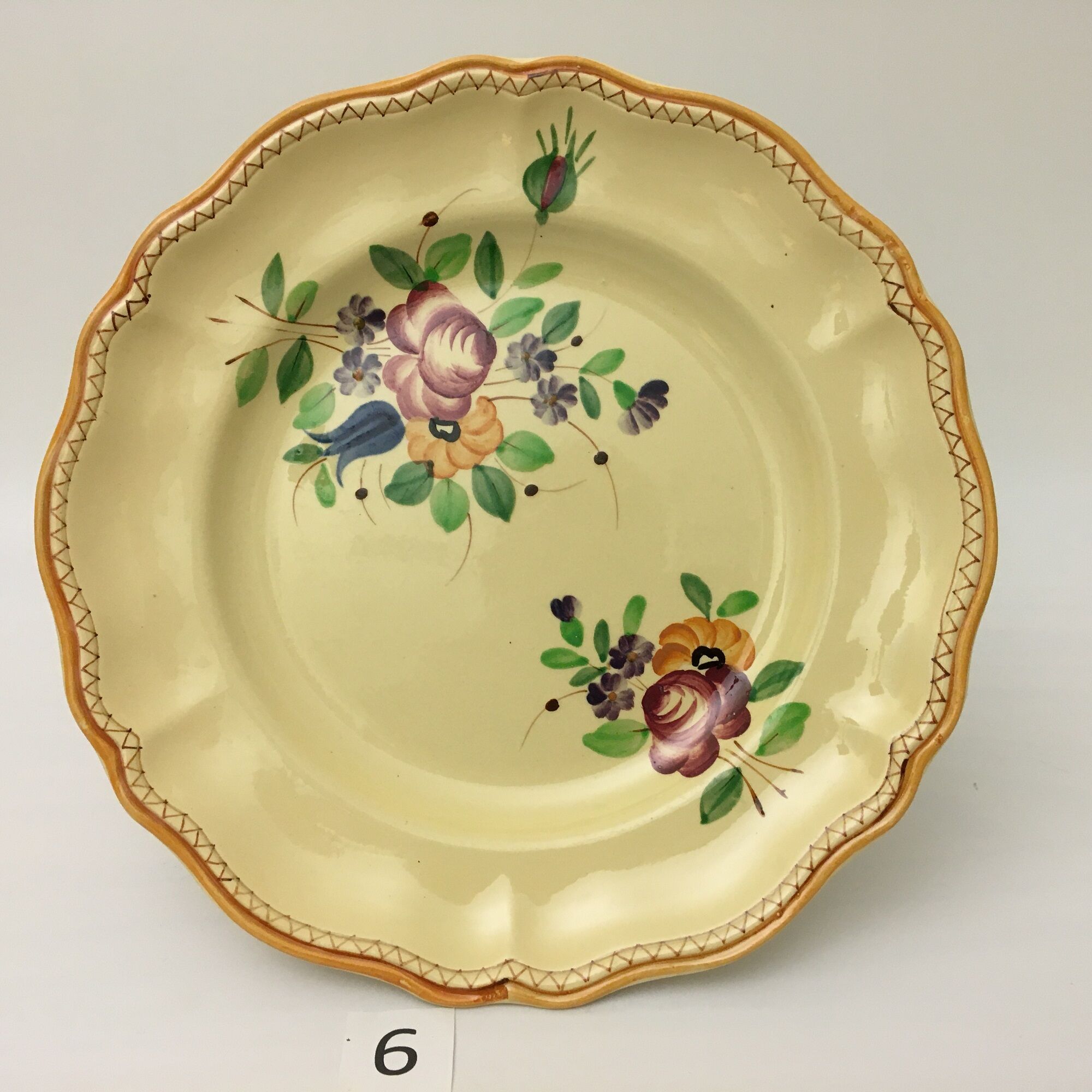 6 Flat plates Faiencerie "Longchamp – France"