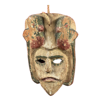 Ancien masque polychrome en bois circa xxème