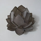 Lotus flower photophore in mother-of-pearl and brass