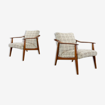 Paire de chaises vintage scandinaves easy, chaises longues en teck, années 1960