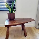 Banc ou table d'appoint en bois massif de tronc d'arbre, style brutaliste, 1960
