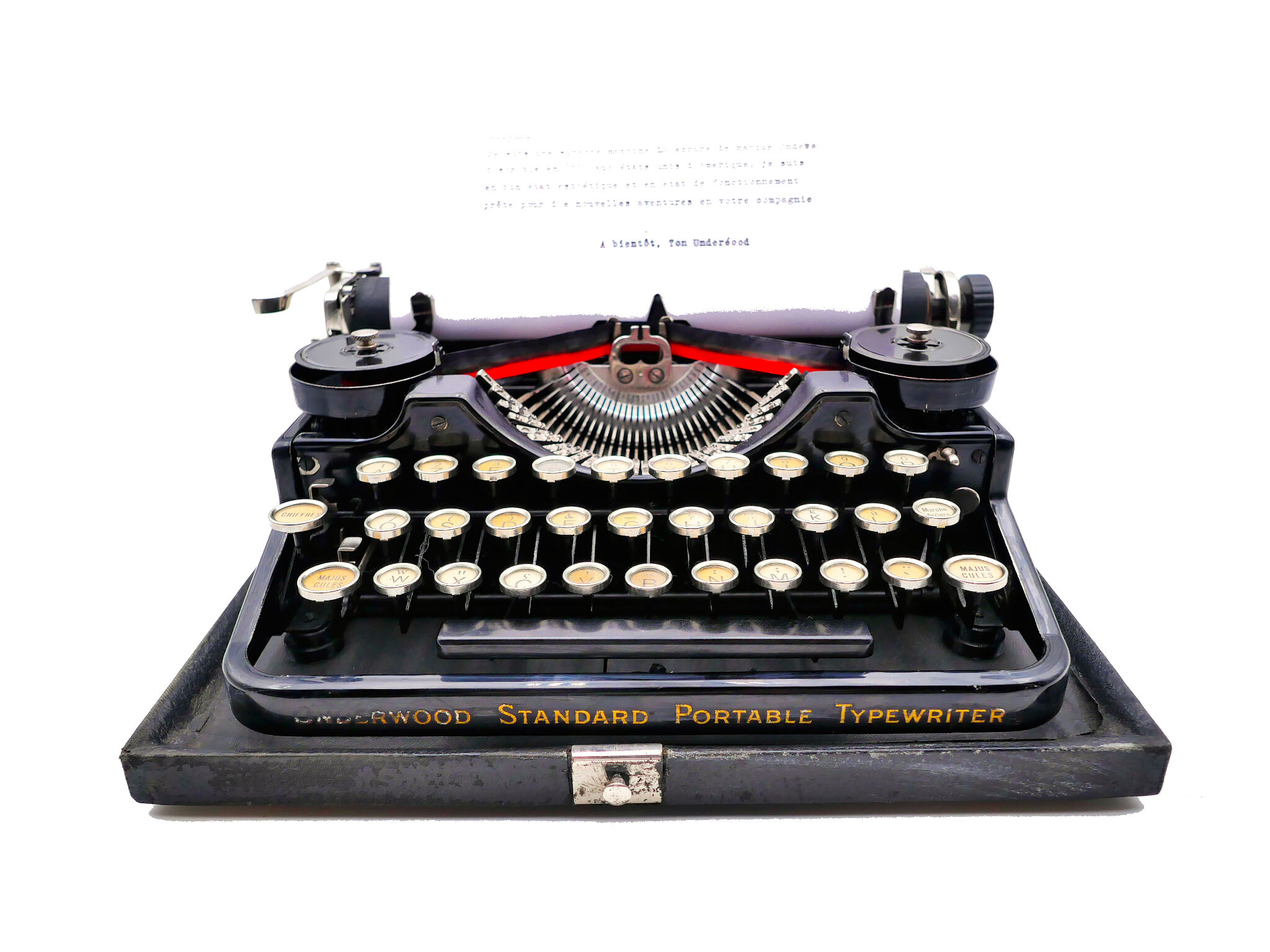 1926 new tape revised black tape underwood typewriter 3 bank