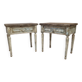 Pair of bedside tables with florentine patina