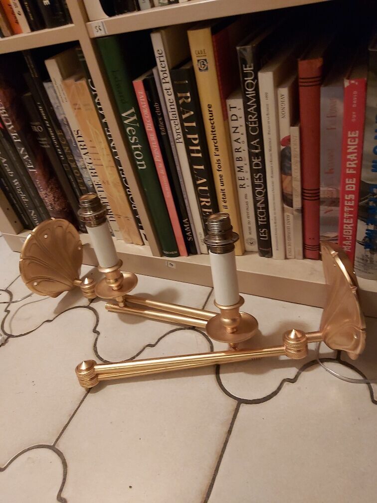 Pair of gilded bronze wall lamps