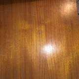 Teak and imitation leather sideboard with 2 drawers
