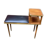 Teak telephone bench unit with vinyl seat, 1960s