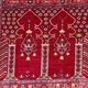 Vintage Afghan hand-knotted prayer rug with Islamic patterns.