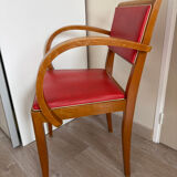 Bridge Vintage Armchair – Curved Design & Red Vinyl – 1950