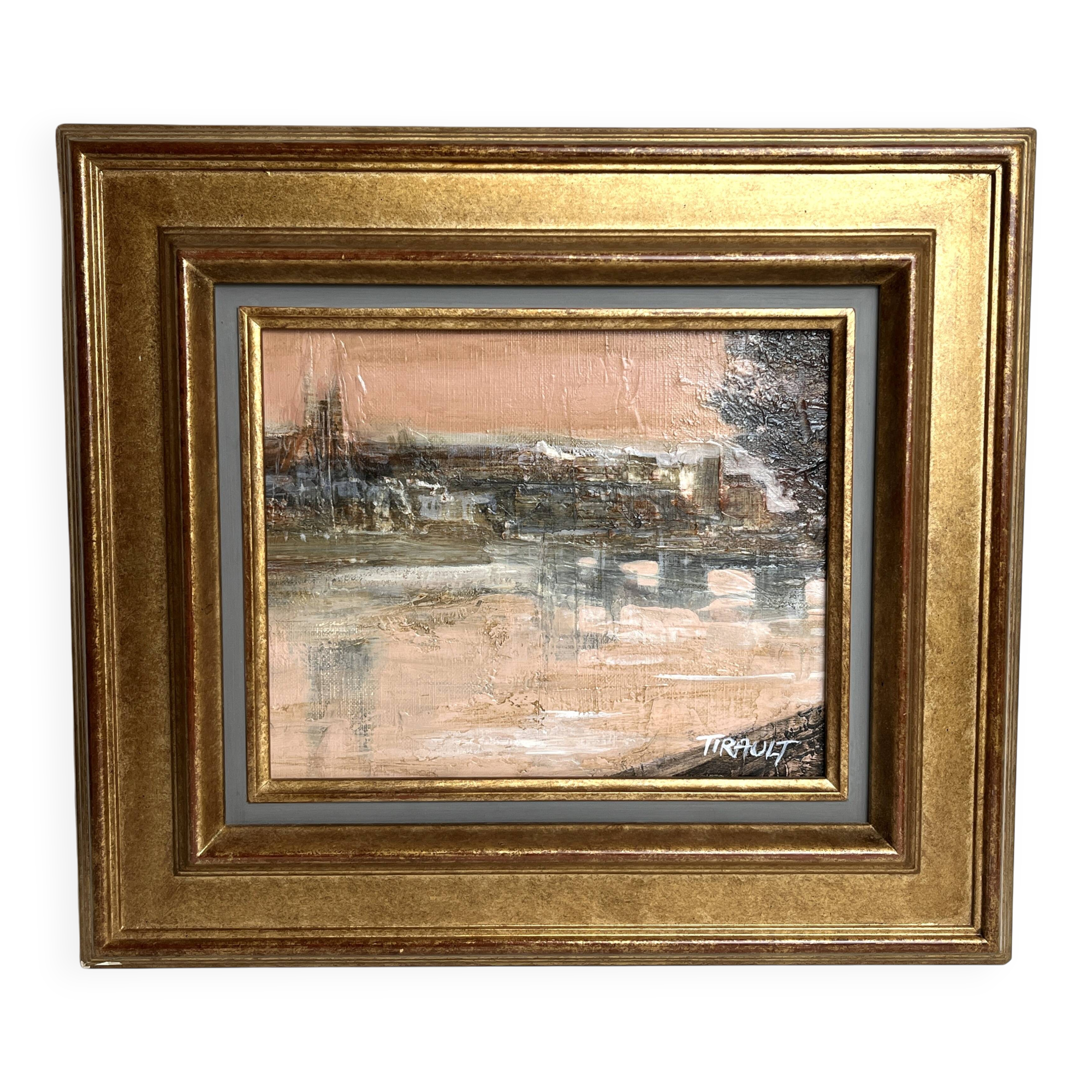 Tirault, oil on canvas view of angers signed 20th century