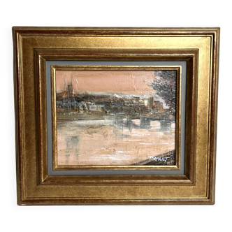 Tirault, oil on canvas view of angers signed 20th century