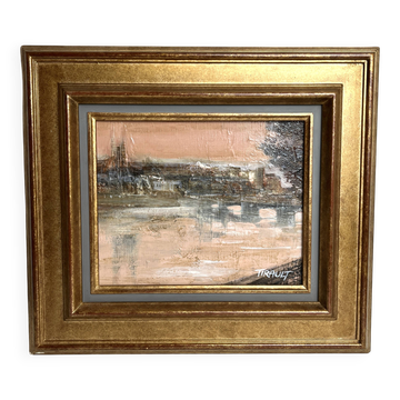 Tirault, oil on canvas view of angers signed 20th century