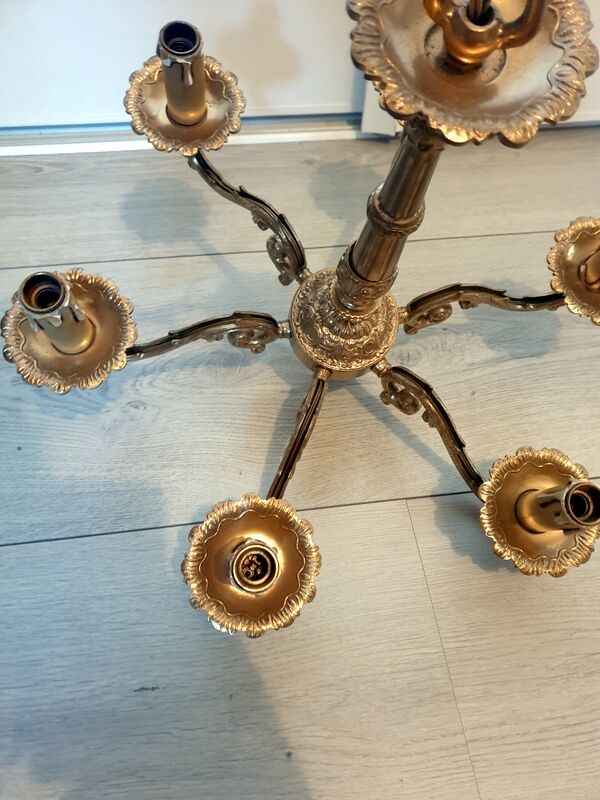 Louis XV-style bronze chandelier - Rococo - 6 branches