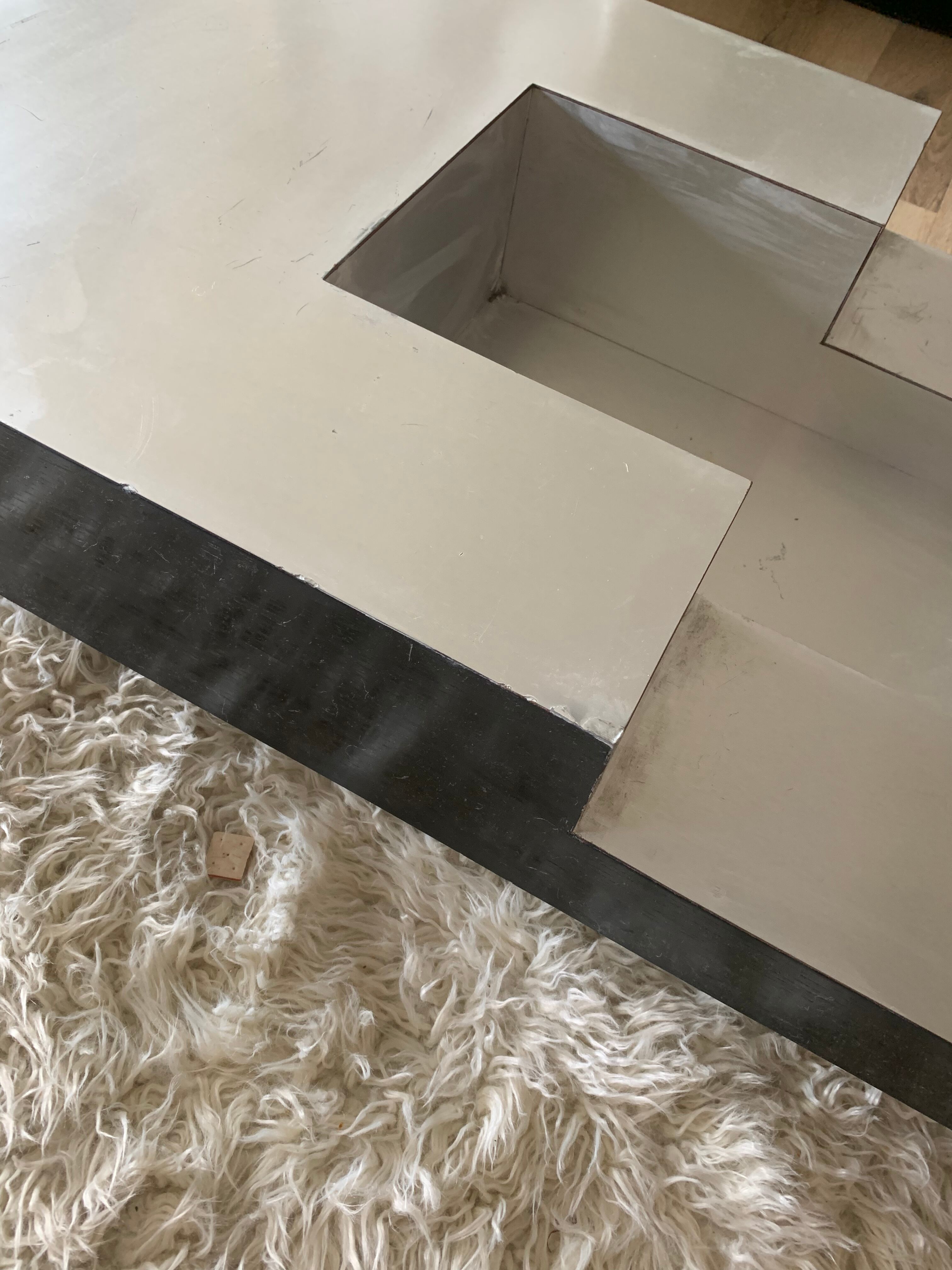 Table basse aluminium et bois