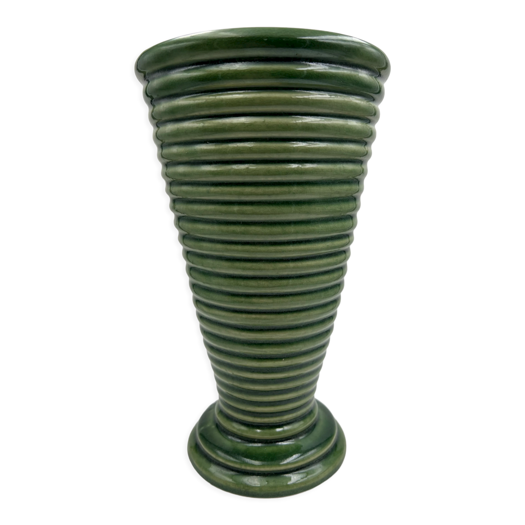 Green ceramic vase