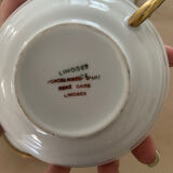 Set of 6 cups and sub-cups in Limoges porcelain