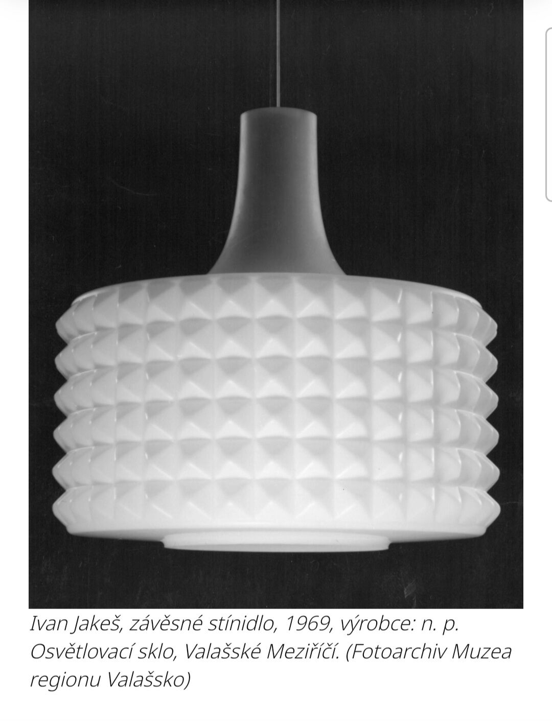 Large white opaline pendant light, design by Ivan Jakes, 1960s.