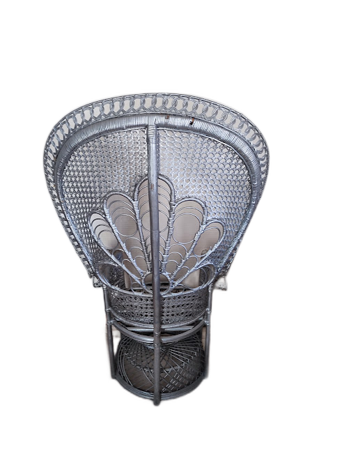 Vintage armchair emmanuelle in silver woven rattan