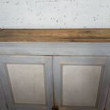 Low Parisian wardrobe with two doors, made of fir with original patina