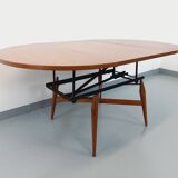 Large round vintage Scandinavian coffee table Smorrebrod by Arne Vodder, extendable into a dining table