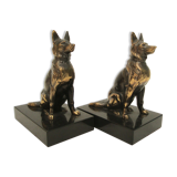 Brass dog bookends