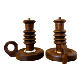 Pair wooden table lamps with handles