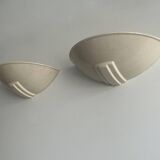 Pair of vintage cracked porcelain wall lights, beige, France 1960s