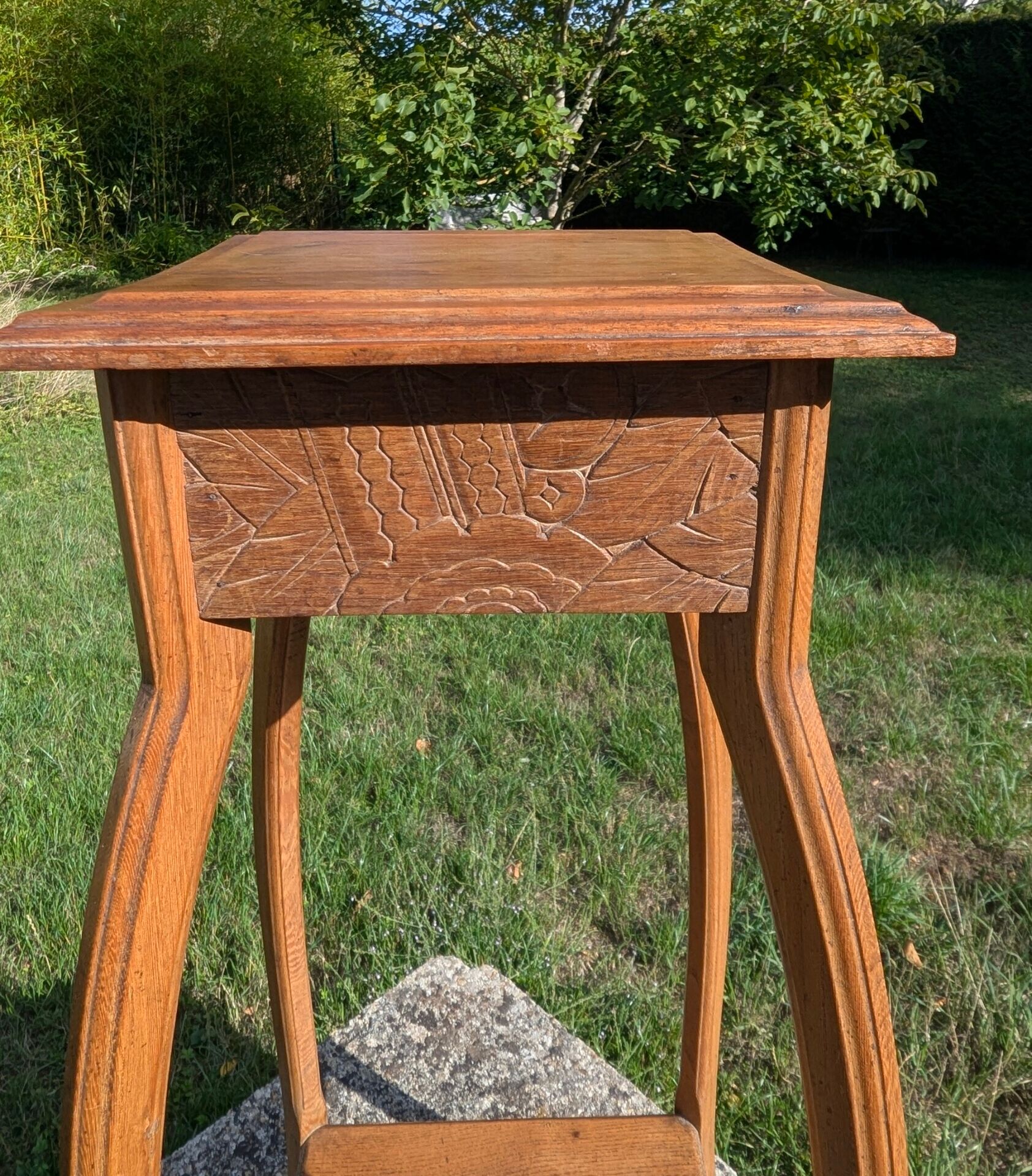 Vintage Art Deco Oak Pedestal – 1930s