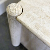 Vintage eye-shaped travertine marble coffee table, 1980s France