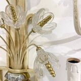 Pair of Silver Wrought Iron And Glass Wall Lights by Banci, Italy, 1940s
