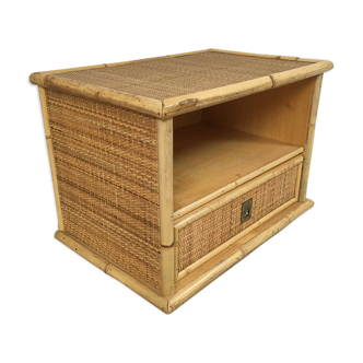 Table de chevet en rotin Dal vera années 60