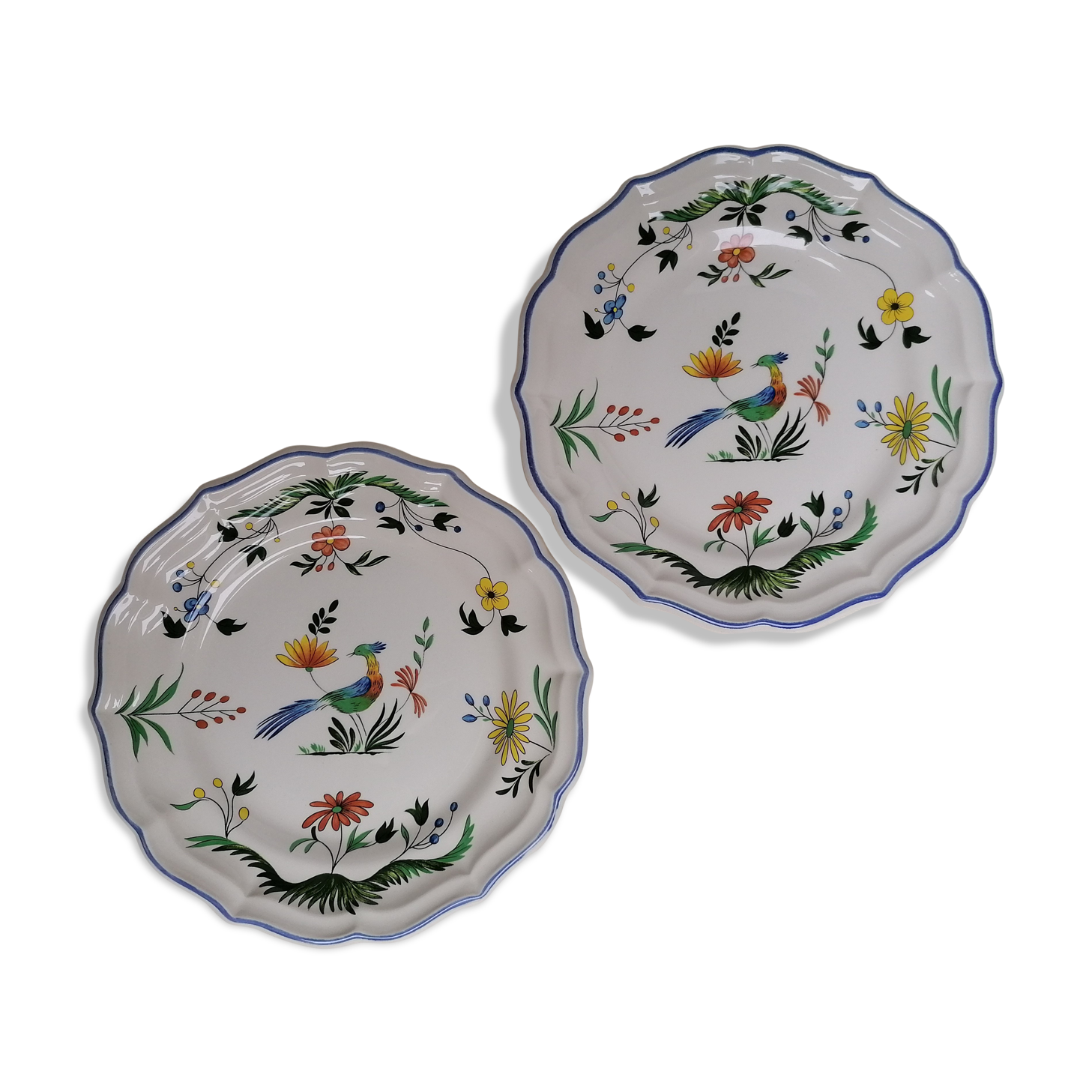 Two dessert plates Gien Birds of Paradise