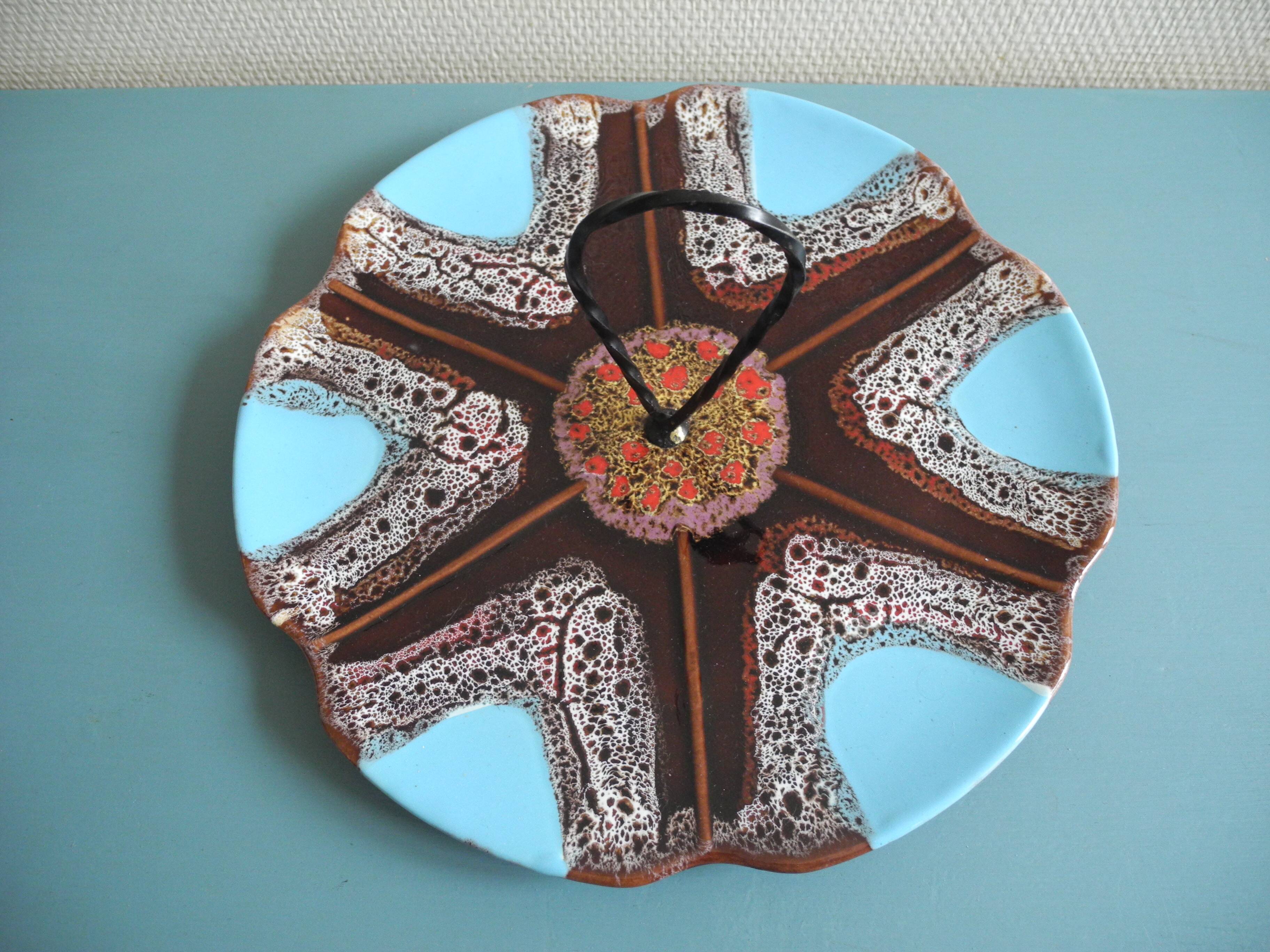old ceramic cheese board Vallauris table vintage cheese board